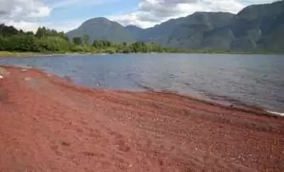 La playa roja del Calafquén